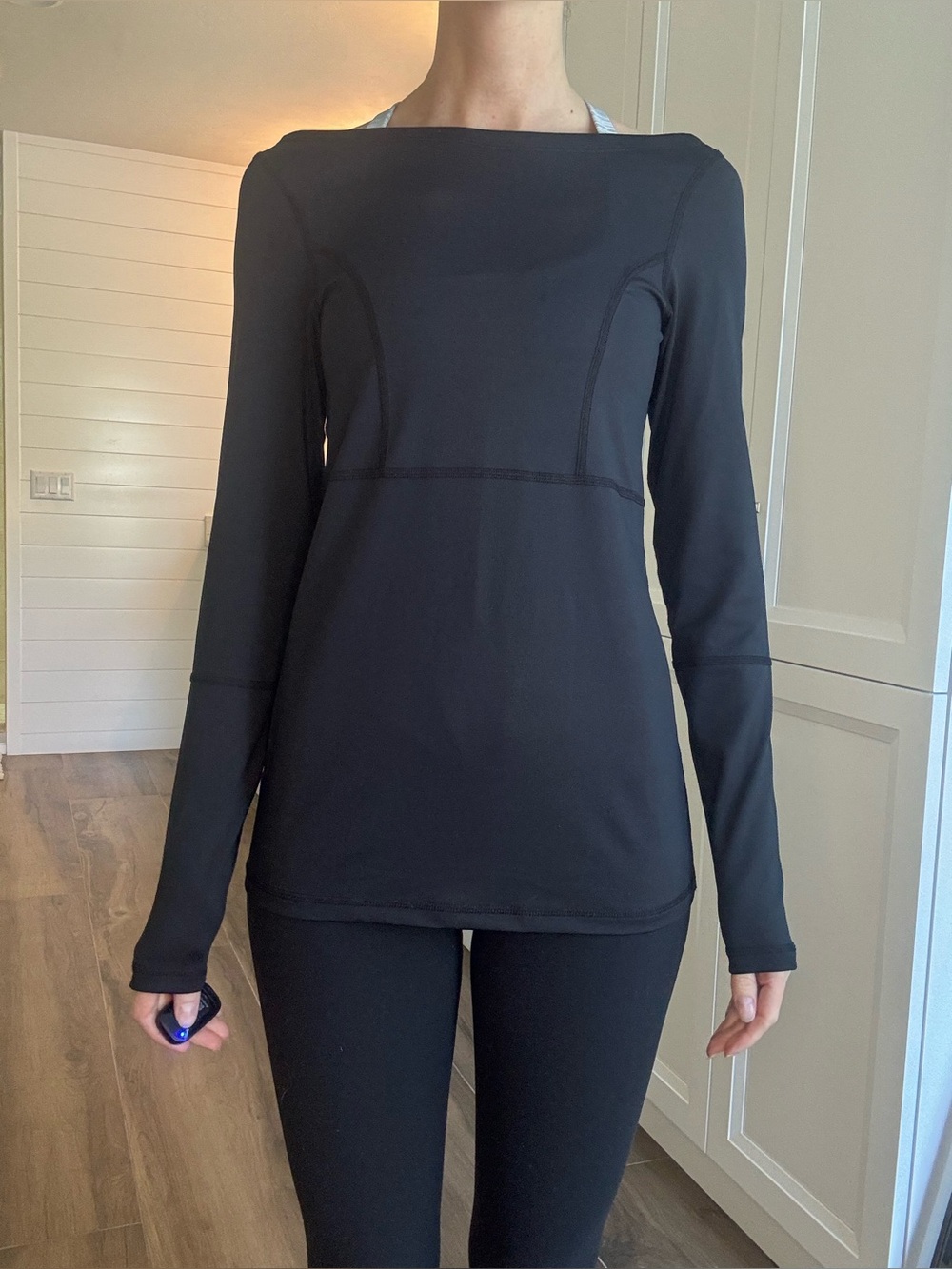 Karma Black Mesh Back Long Sleeve Workout Top